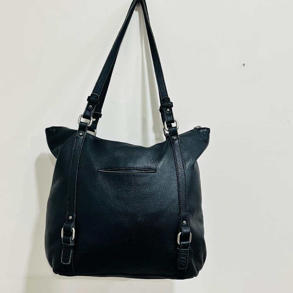 Happy & Free Women’s Black Pebbled‎ Leather Tote Shoulder Bag – Silver Very Soft